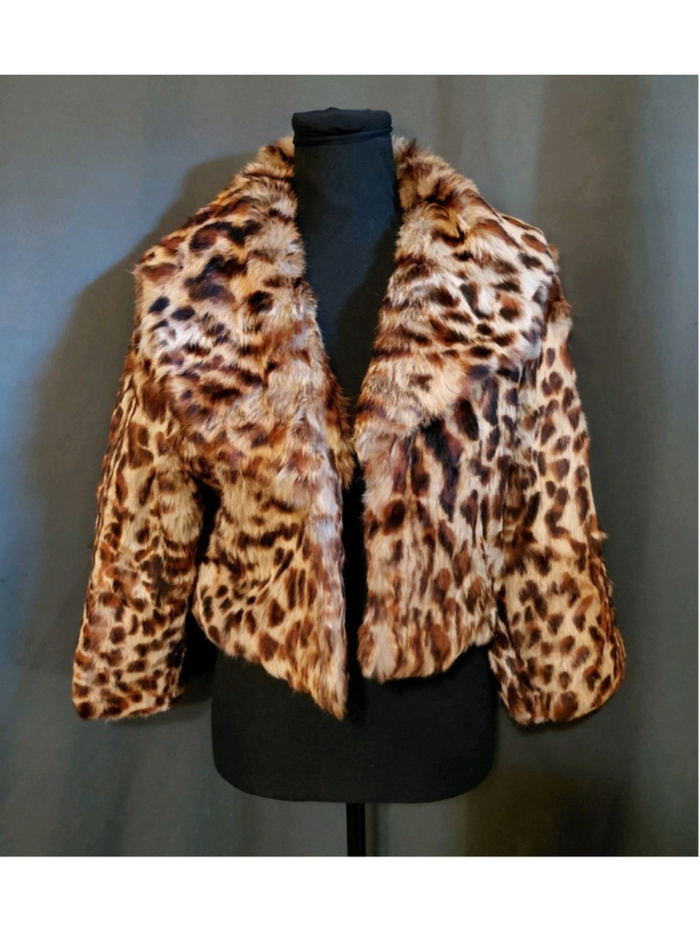 Wilson Leather Vintage Cloquet Cheetah Print 100% Rabbit Fur Jacket Coat Size XL
